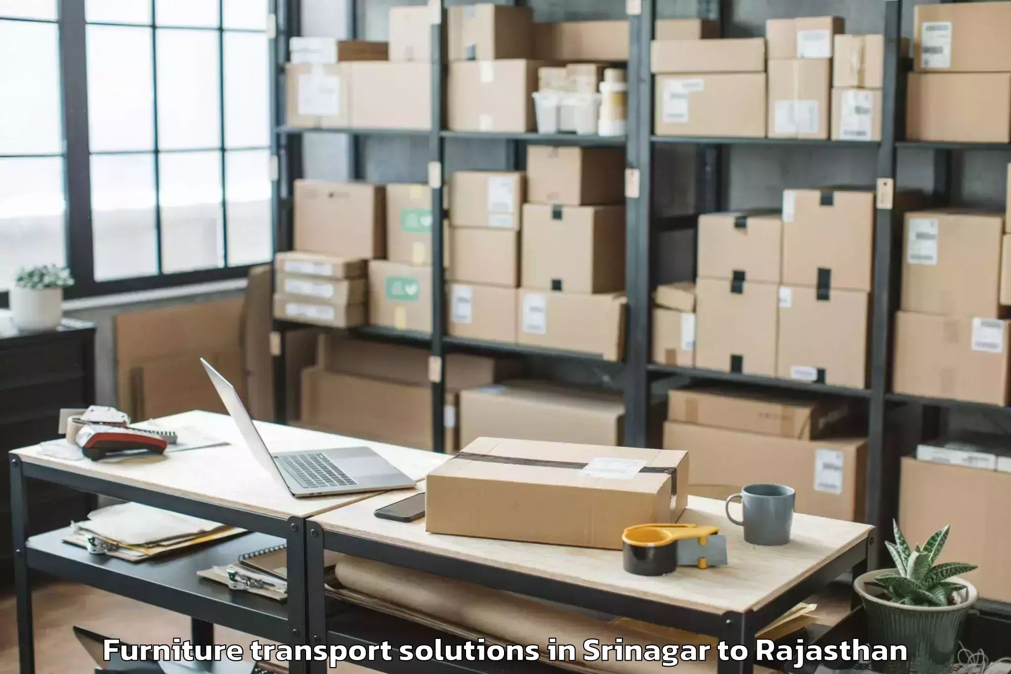 Affordable Srinagar to Jaypur Furniture Transport Solutions